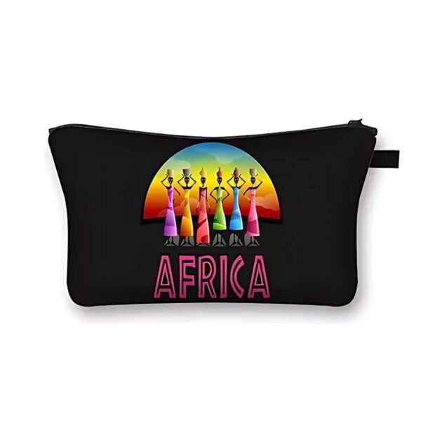 Black African Art Makeup Pouch Bag